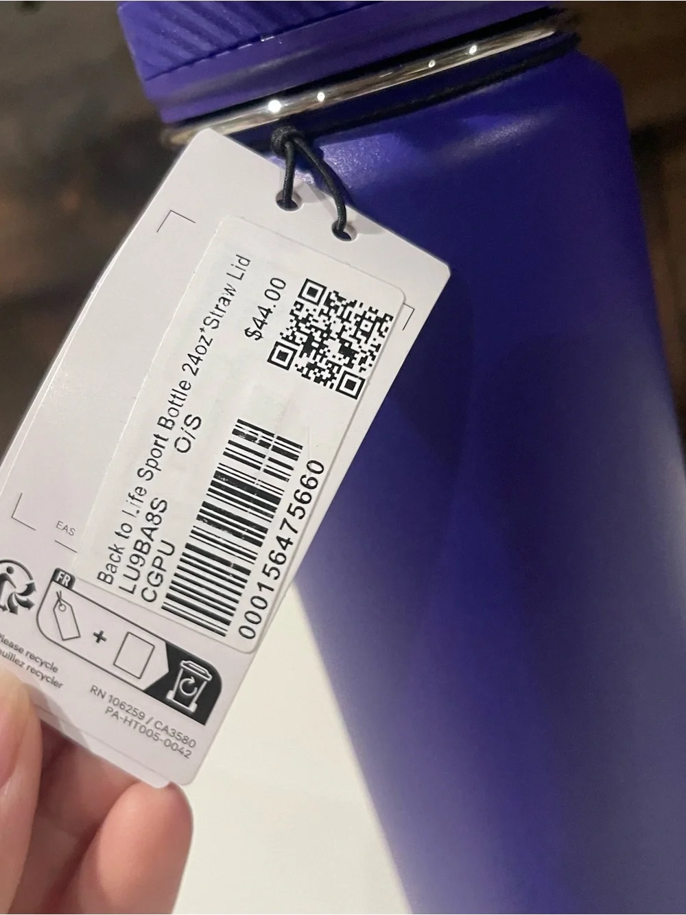 NEW Lululemon Purple Back to Life Sport Bottle 24oz Straw Lid